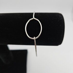 Womens Sterling Silver Oval Loop Adjustable Bangle Bracelet Minimalist Simple